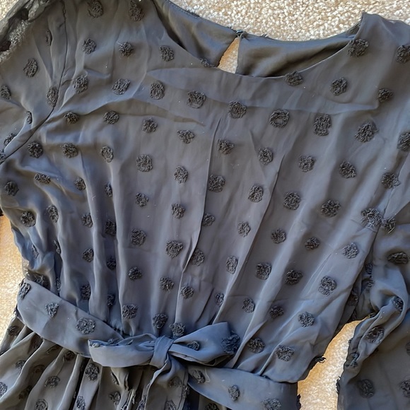 NWT! Long Sleeves Round Neck  Swiss Dot High Waist Chiffon Casual Dress… - Picture 4 of 13